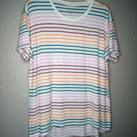 American Eagle Soft & Sexy Multi Stripe Tee - Picture 1 of 5